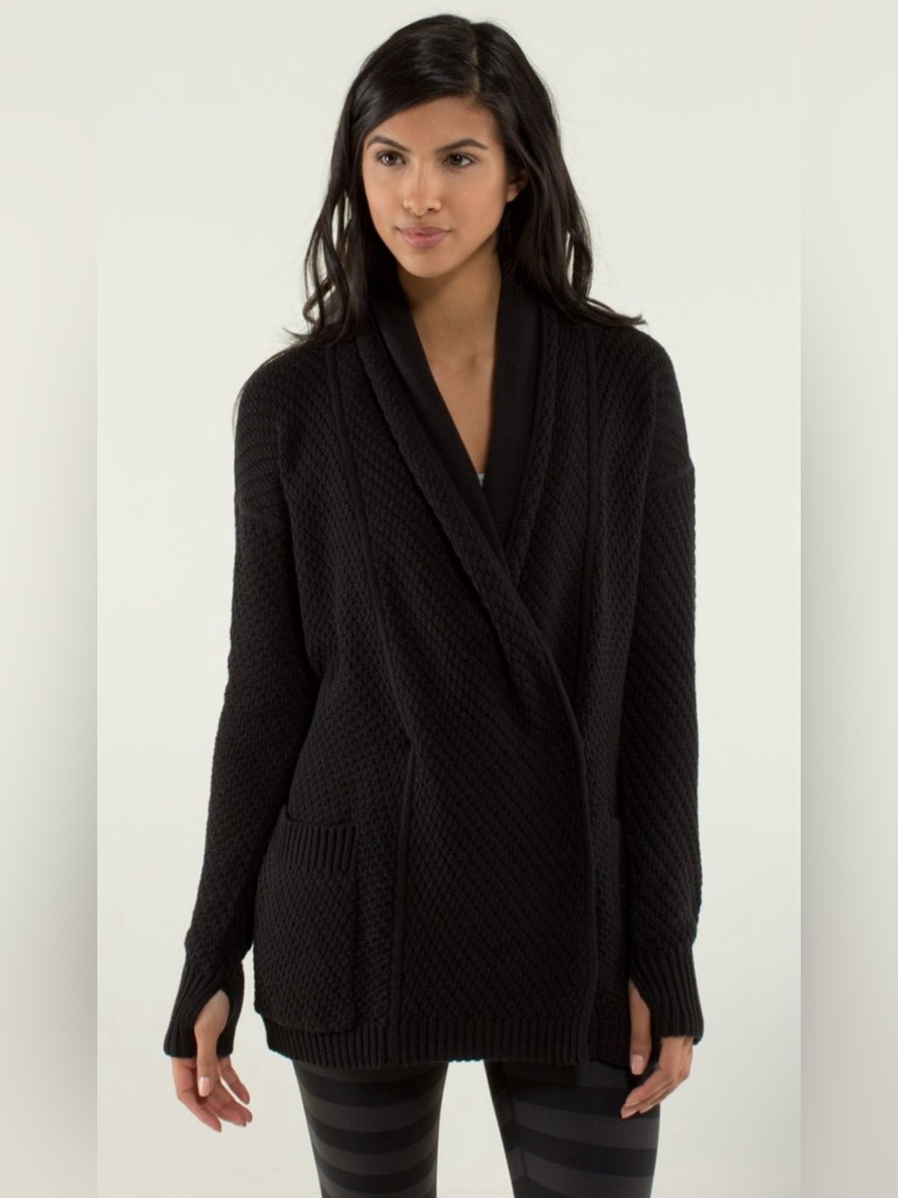 Lululemon Post Practice Cardi Black Pilates Yoga Cardigan Sweater Fall